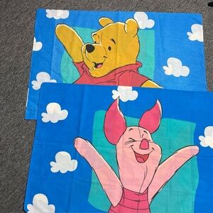 Winnie The Pooh & Piglet Pillowcase Vintage Disney 90s Lot Of 2